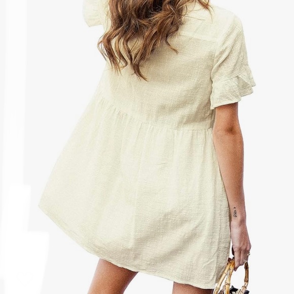 ROYLAMP 2023 Cute Tunic Dress Bell Sleeve
Split Hem Button up Flowy Mini Dress - Picture 3 of 6